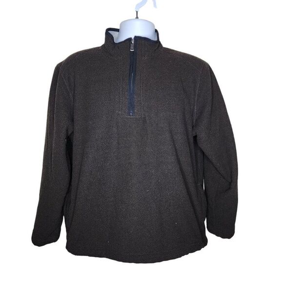 Orvis Long Sleeve Pullover Jacket Mens Size M Brown Fleece Lined High Neck Half - Picture 1 of 8